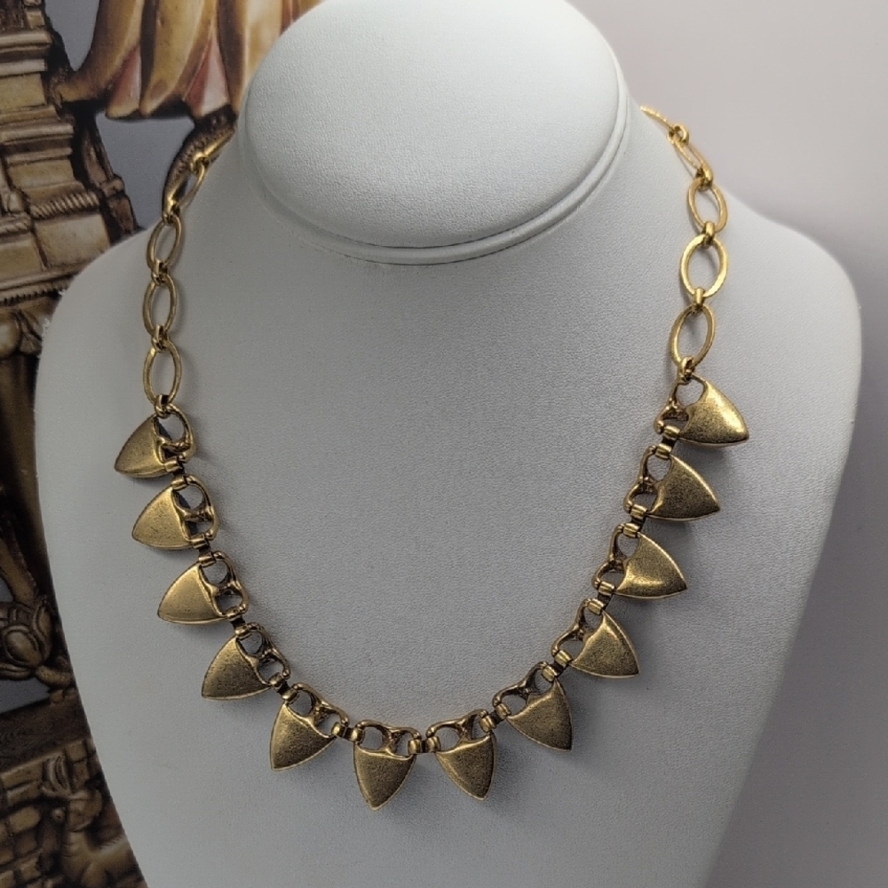 Stella & Dot Gold and Blue Geometric Necklace - Picture 2 of 5